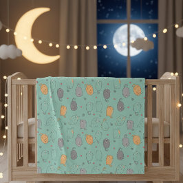 Cute & Cozy Sleepy Cat Dreams Pattern フリースブランケット