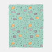 Cute & Cozy Sleepy Cat Dreams Pattern フリースブランケット (正面)