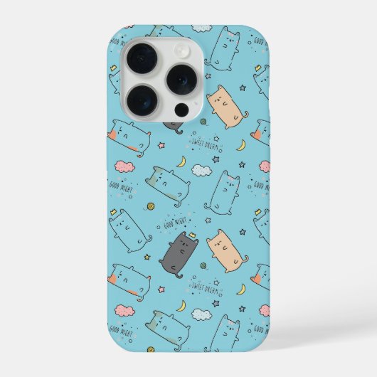 Cute & Cozy Sleepy Cat Dreams Pattern iPhone case iPhoneケース (裏面)