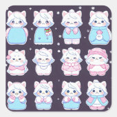 Cute cozy winter stickers  スクエアシール (正面)