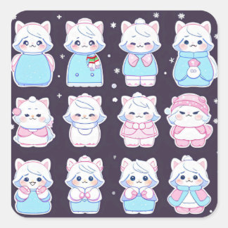 Cute cozy winter stickers  スクエアシール
