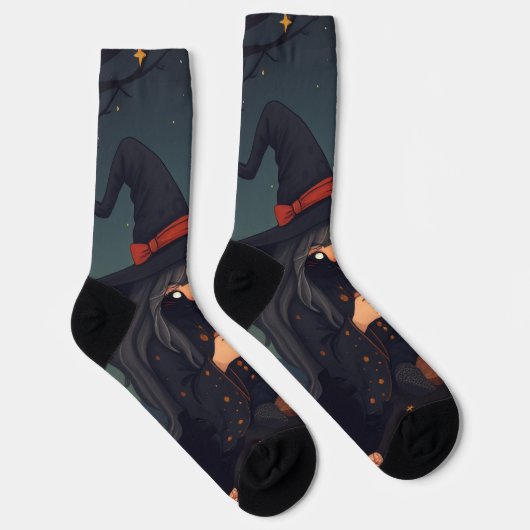 Cute Cozy Witch Coffee Socks – Halloween Magic ソックス (右)