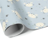 Cute Crab Pattern Sea Life Coastal on Light Blue  ラッピングペーパー (ロールコーナー)