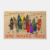 Cute Crayons In Class Mat, You're Here ドアマット (正面)