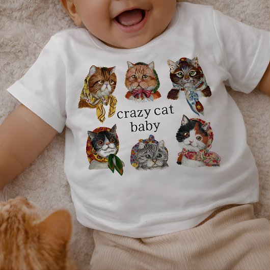 Cute Crazy Cat Baby – Funny Cat Lover Infant ベビーTシャツ