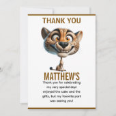 Cute Crazy Cheetah Farm Theme 1st Birthday サンキューカード (正面)