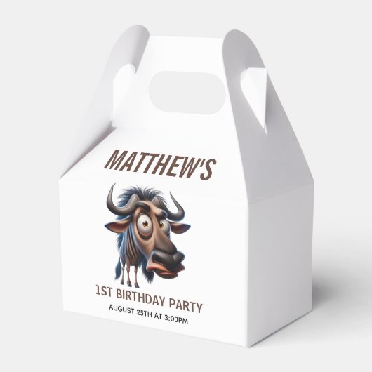 Cute Crazy Cheetah Farm Theme 1st Birthday フェイバーボックス (正面サイド)