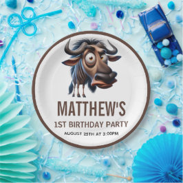 Cute Crazy Cheetah Farm Theme 1st Birthday ペーパープレート