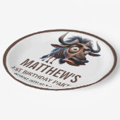 Cute Crazy Cheetah Farm Theme 1st Birthday ペーパープレート (アングル)