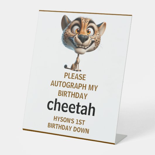 Cute Crazy Cheetah Farm Theme 1st Birthday 台座サイン (正面)