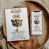 Cute Crazy Cheetah Farm Theme 1st Birthday 招待状