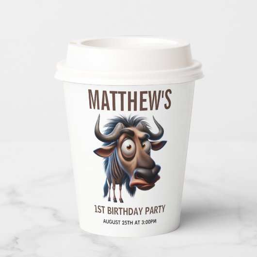 Cute Crazy Cheetah Farm Theme 1st Birthday 紙コップ (裏面)