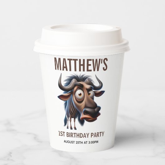 Cute Crazy Cheetah Farm Theme 1st Birthday 紙コップ (正面)