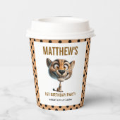 Cute Crazy Cheetah Farm Theme 1st Birthday 紙コップ (裏面)