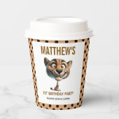 Cute Crazy Cheetah Farm Theme 1st Birthday 紙コップ (正面)