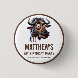 Cute Crazy Cheetah Farm Theme 1st Birthday 缶バッジ