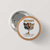 Cute Crazy Cheetah Farm Theme 1st Birthday 缶バッジ (正面&裏面)