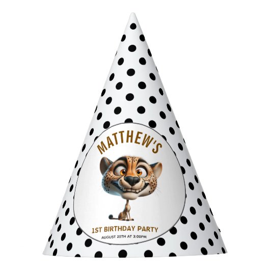 Cute Crazy Cow Farm Theme 1st Birthday パーティーハット (正面)