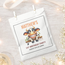 Cute Crazy Cow Farm Theme 1st Birthday フェイバーバッグ