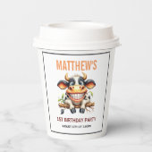 Cute Crazy Cow Farm Theme 1st Birthday 紙コップ (裏面)