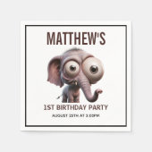 Cute Crazy elephant Farm Theme 1st Birthday スタンダードカクテルナプキン (正面)