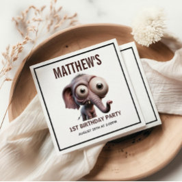 Cute Crazy elephant Farm Theme 1st Birthday スタンダードカクテルナプキン