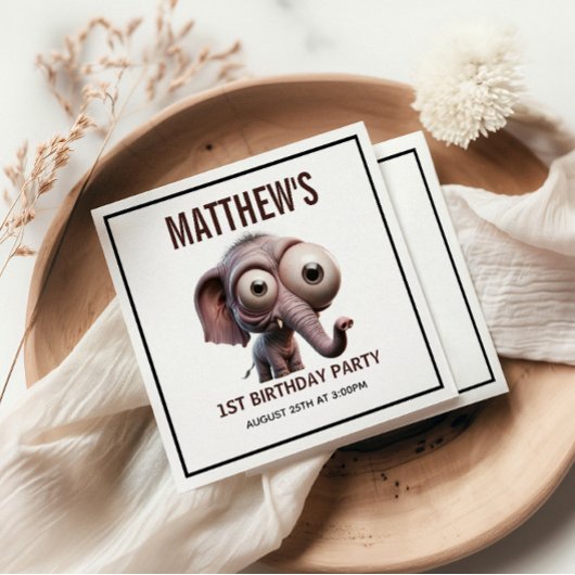 Cute Crazy elephant Farm Theme 1st Birthday スタンダードカクテルナプキン