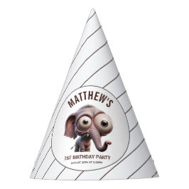 Cute Crazy elephant Farm Theme 1st Birthday パーティーハット