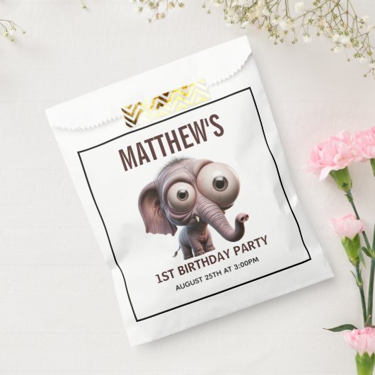 Cute Crazy elephant Farm Theme 1st Birthday フェイバーバッグ (封をした状態)