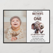 Cute Crazy elephant Farm Theme 1st Birthday 招待状 (正面)