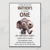 Cute Crazy elephant Farm Theme 1st Birthday 招待状 (正面)