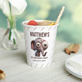 Cute Crazy elephant Farm Theme 1st Birthday 紙コップ