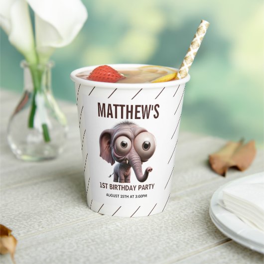 Cute Crazy elephant Farm Theme 1st Birthday 紙コップ (インサイチュ)