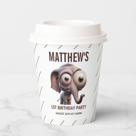 Cute Crazy elephant Farm Theme 1st Birthday 紙コップ (裏面)