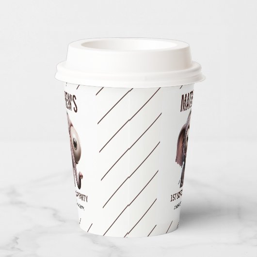 Cute Crazy elephant Farm Theme 1st Birthday 紙コップ (右)