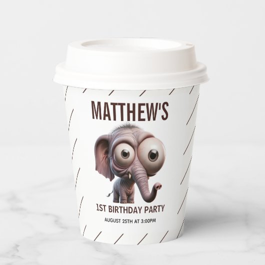 Cute Crazy elephant Farm Theme 1st Birthday 紙コップ (正面)