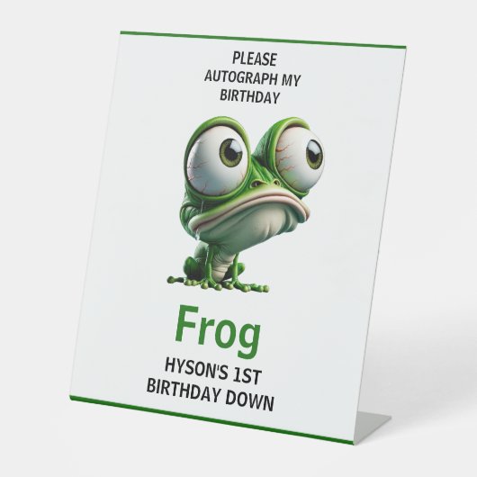 Cute Crazy Frog Farm Theme 1st Birthday 台座サイン (正面)