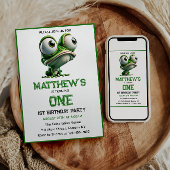 Cute Crazy Frog Farm Theme 1st Birthday 招待状