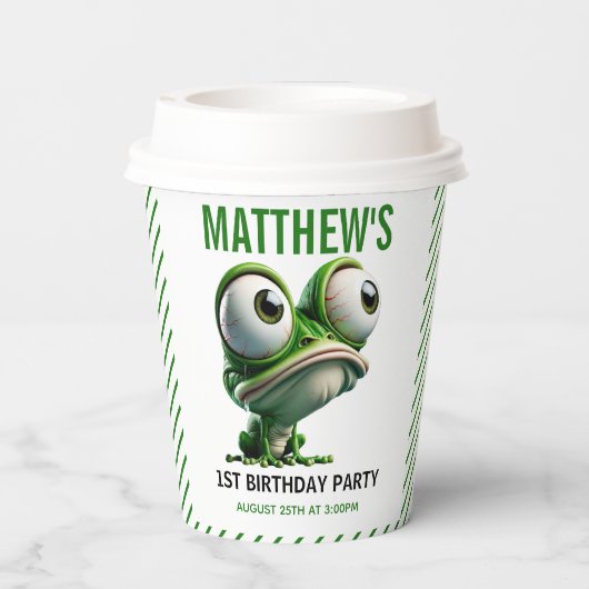 Cute Crazy Frog Farm Theme 1st Birthday 紙コップ (裏面)
