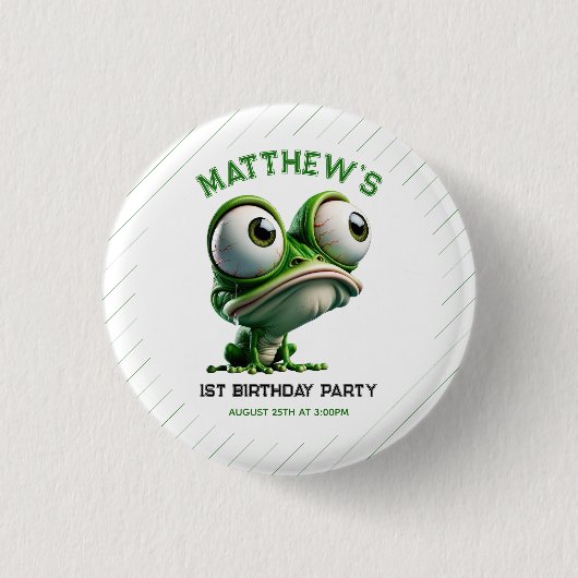 Cute Crazy Frog Farm Theme 1st Birthday 缶バッジ (正面)