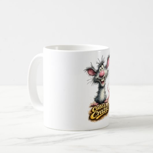 🐭💥 “Cute & Crazy!” Mug ☕😜 コーヒーマグカップ (正面左)