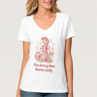 Cute crazy sea horse lady customizable tシャツ