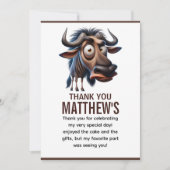 Cute Crazy Wildebeest Farm Theme 1st Birthday サンキューカード (正面)