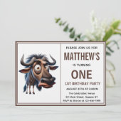 Cute Crazy wildebeest =Theme 1st Birthday photo 招待状 (スタンド正面)