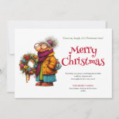 Cute Crazy Woman Christmas Greeting Custom Card シーズンカード (正面)