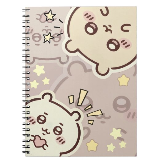 Cute Cream Bear Pattern Spiral Notebook - Minimali ノートブック (正面)
