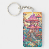 Cute Creative Mushroom Hut Illustration キーホルダー (正面)
