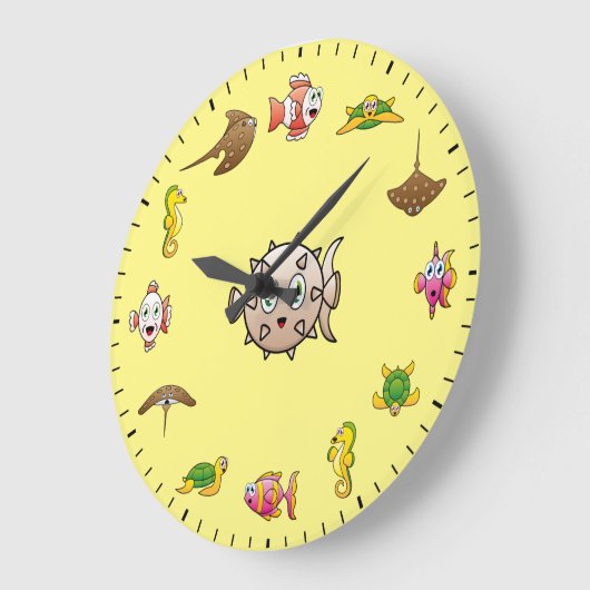 Cute Creatures of the Deep Sea Themed ラージ壁時計 (傾斜)