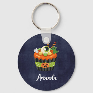 Cute & Creepy Halloween Cupcake with a Big Eyeball キーホルダー