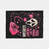 Cute Creepy Horror Make My Heart Scream Valentine’ フリースブランケット (正面(横))